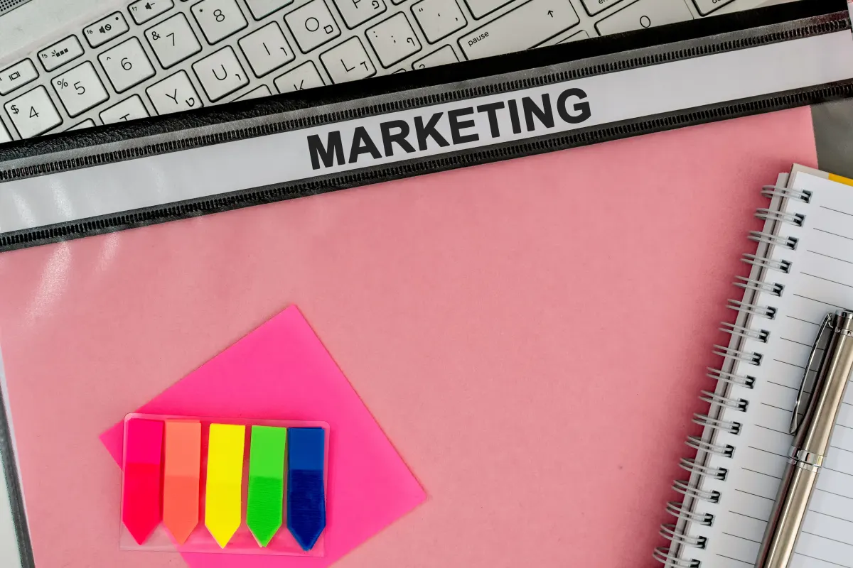 Marketing written on a piece of paper.