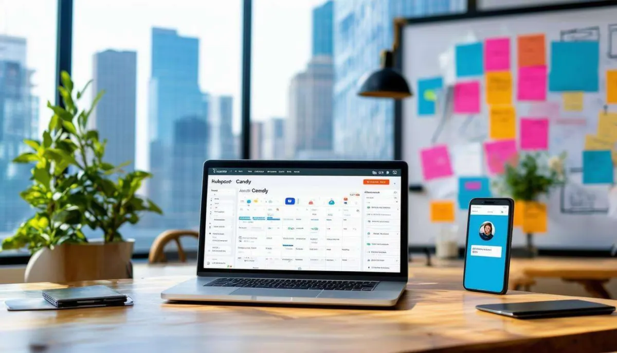 A laptop showing Calendly and HubSpot integration.