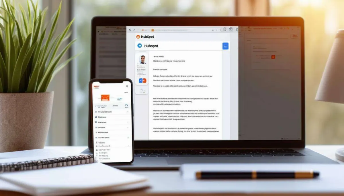 laptop and phone showing Gmail and HubSpot integration